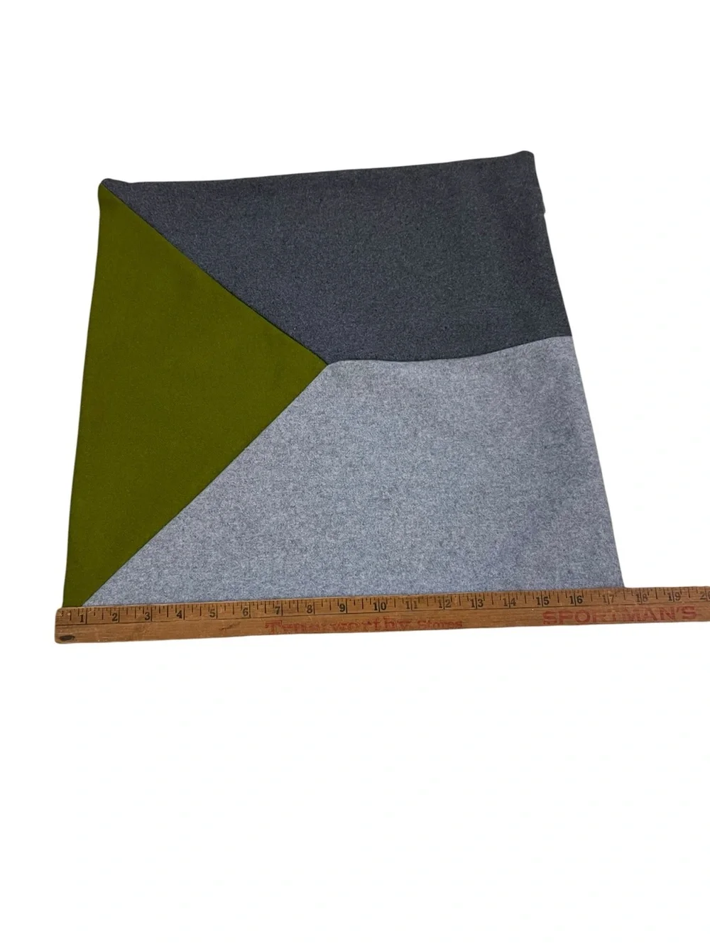 2 Surya Square Wool Blend Pillow Covers MCM Color Block Gray Green